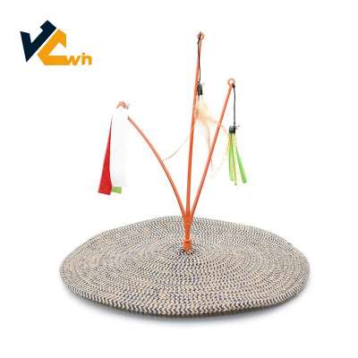 High Quality Cats Kittens Claw Sisal Cat Scratch Mat Board With Feather Teaser Rod